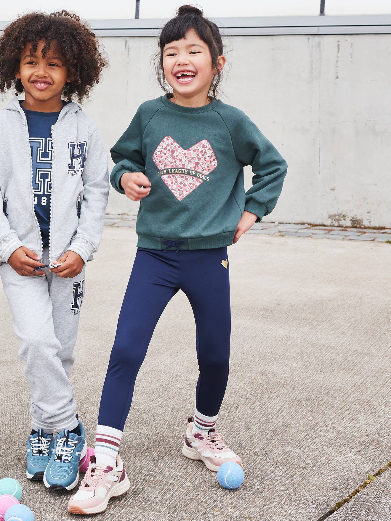 Vertbaudet Mädchen Sport-Set: Sweatshirt & Leggings - pudrig rosa