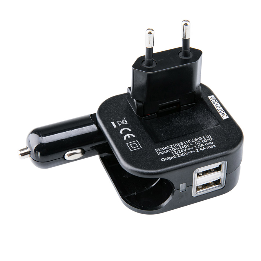 Spannungswandler von 230V/12V auf 5 V inkl. 2 USB 2 Anschlüsse von Norauto, 1 A Sicherung - ATU