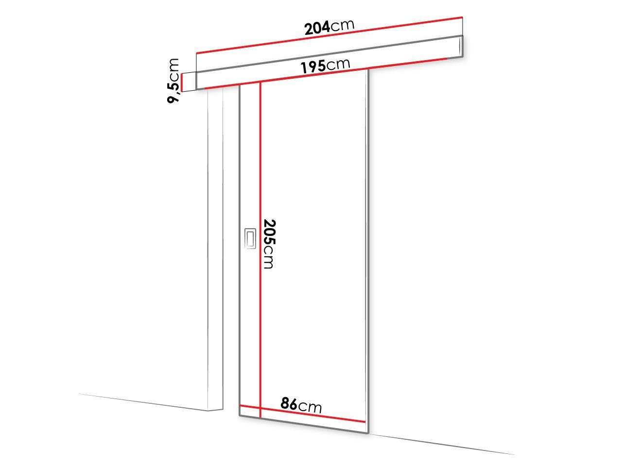 Mirjan24 Schiebetür Werdi (Tür universell Links / Rechts), Metallkugellagerschiebesystem, 86/96/106 cm
