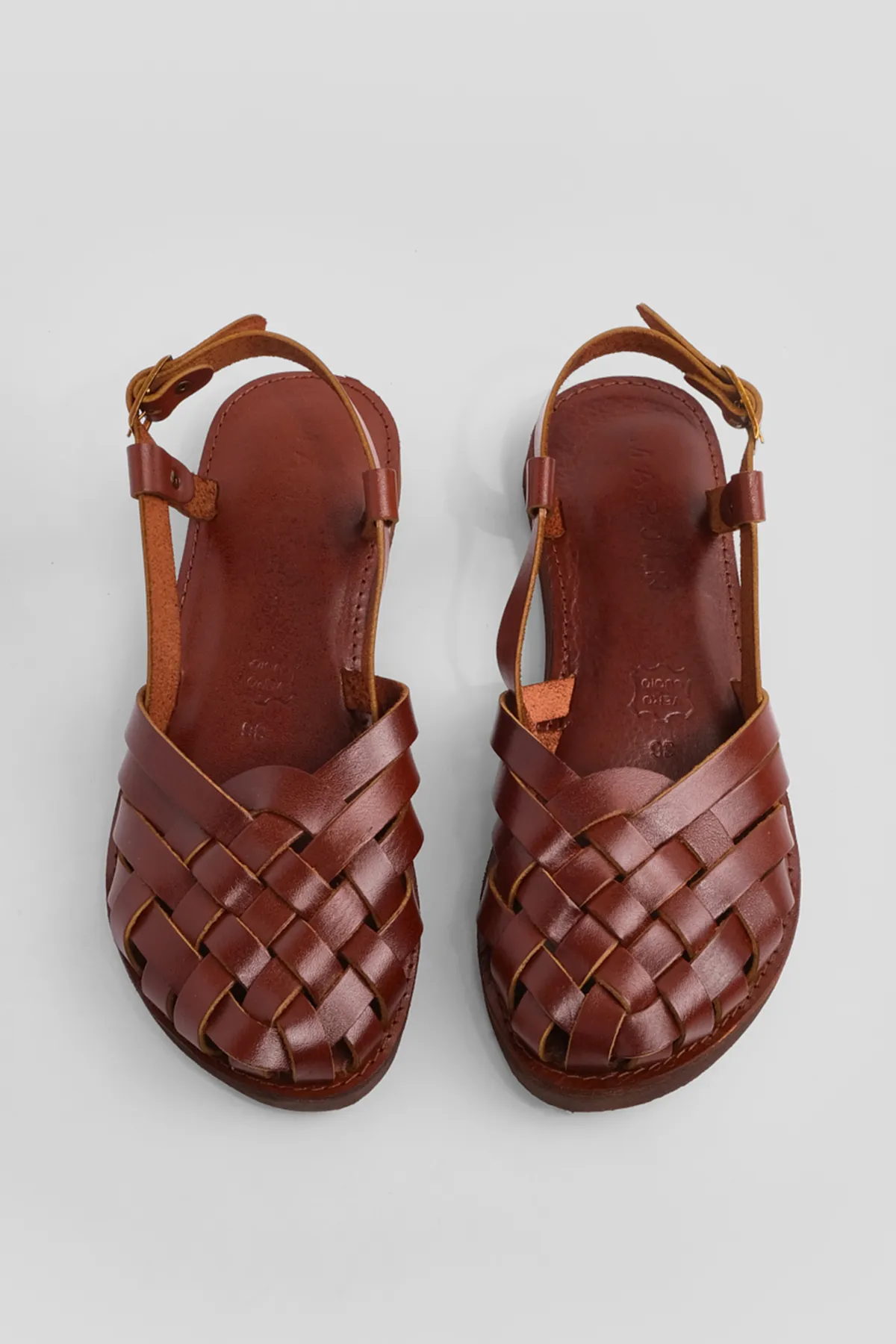 Marjin  Damen Sandalen aus echtem Leder mit Eva-Sohle Nifat Braun