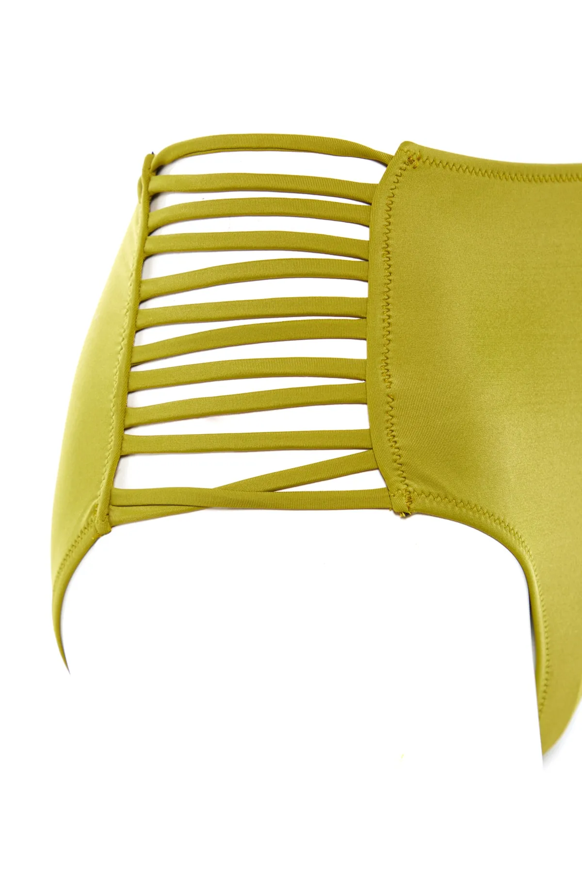 Trendyol Collection  Grüne Paspelierung, hohe Taille, normales Bein, Bikinihose TBESS21BA0363