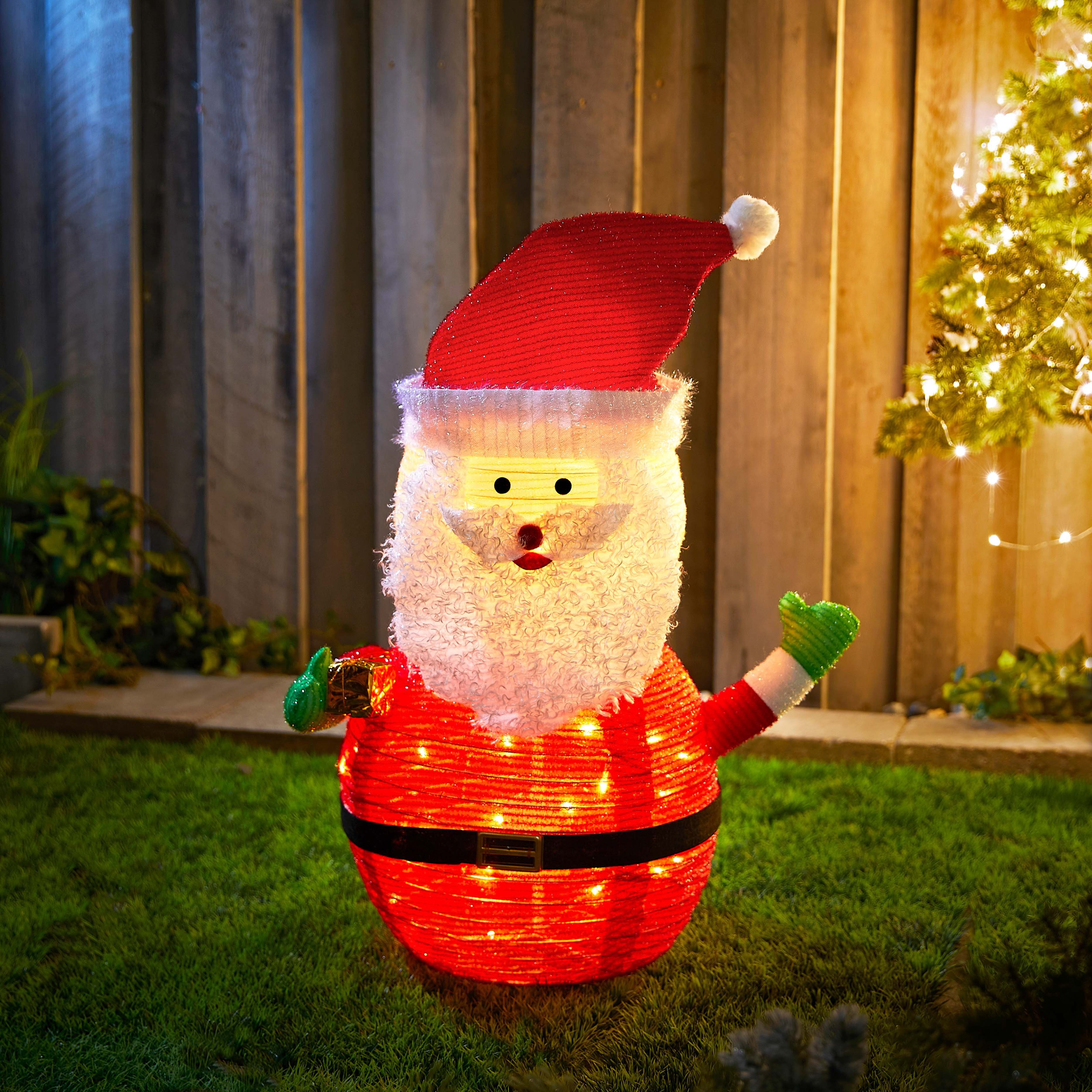 Northpoint Weihnachtsfigur LED Weihnachtsdeko 70cm hoch mit 45 integrierten warmweiße LEDs, zusammenfaltbar für Innen und Außen Gartendekoration Winterdekoration
