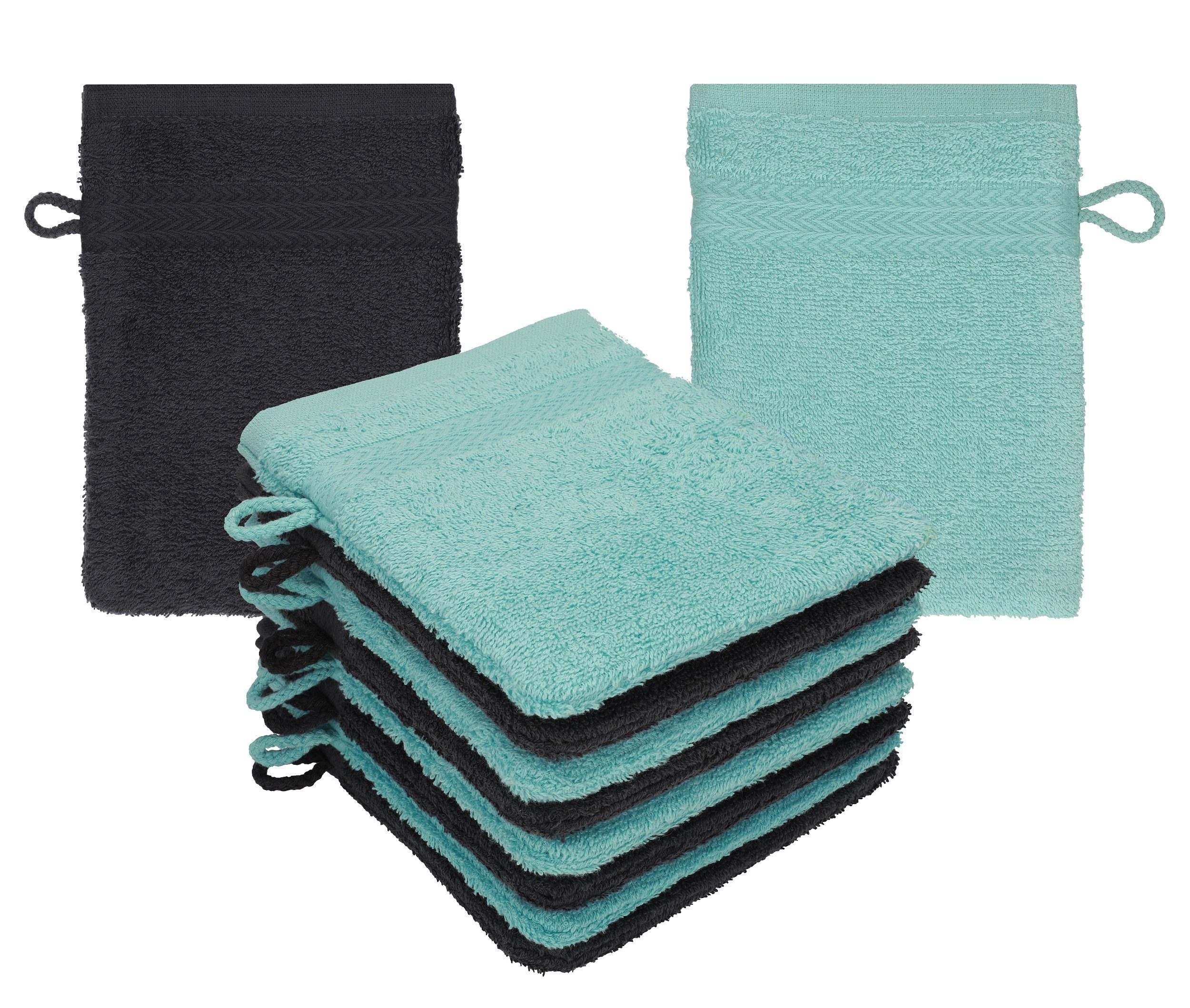 Betz Waschhandschuh 10 Stück Waschhandschuhe Waschlappen Set Premium 100% Baumwolle 16x21 cm Farbe Graphit - Ocean (10-tlg)