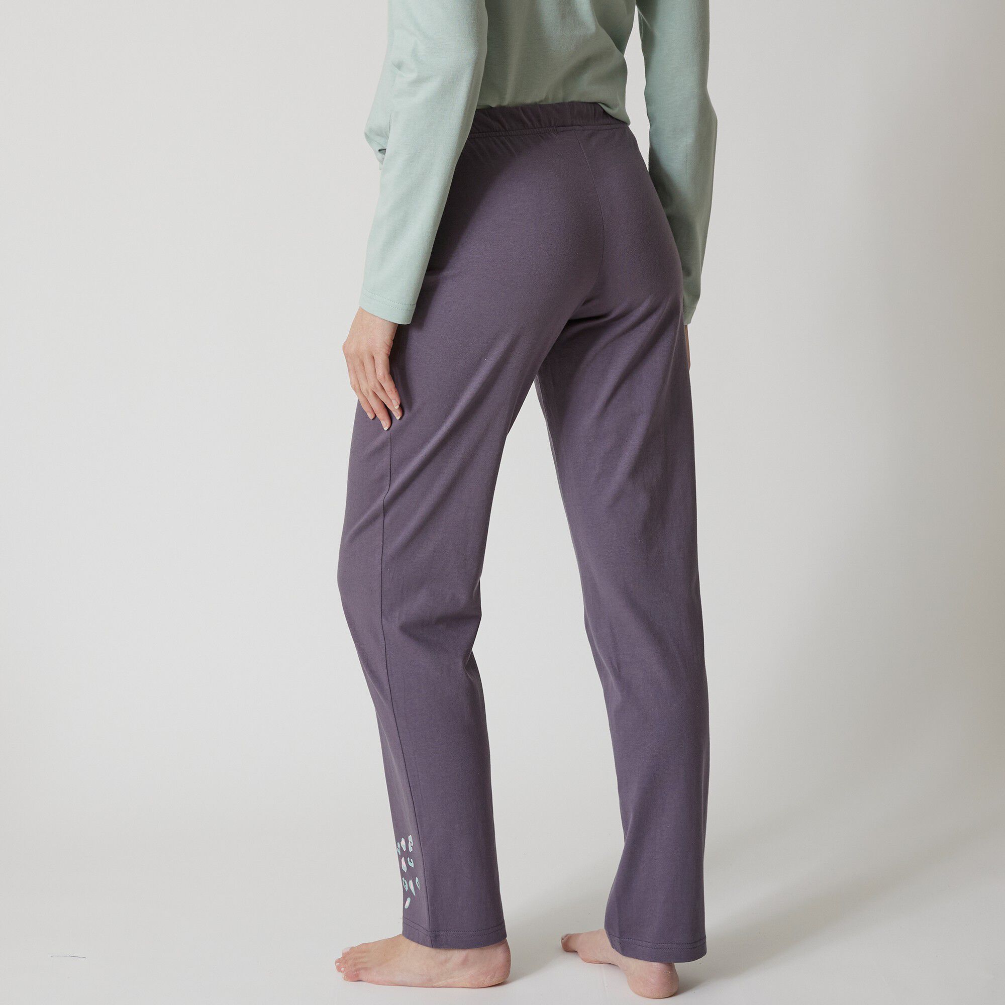 Pantalon pyjama coton Beautiful uni imprimé placé