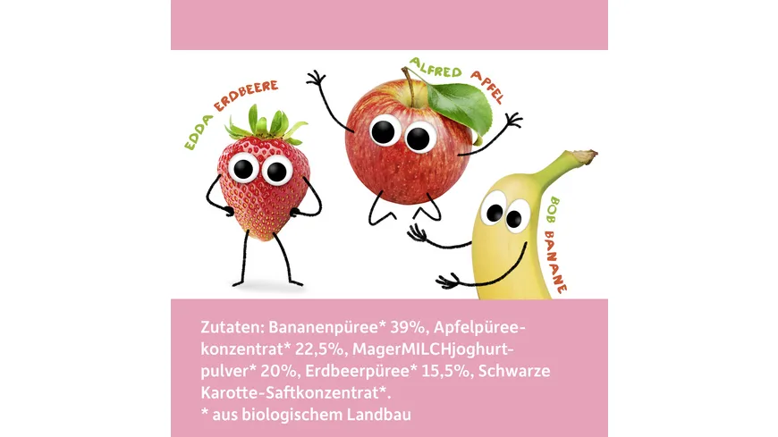 Freche Freunde Bio Smoothie-Chips Banane, Apfel, Erdbeere mit Joghurt 16 g