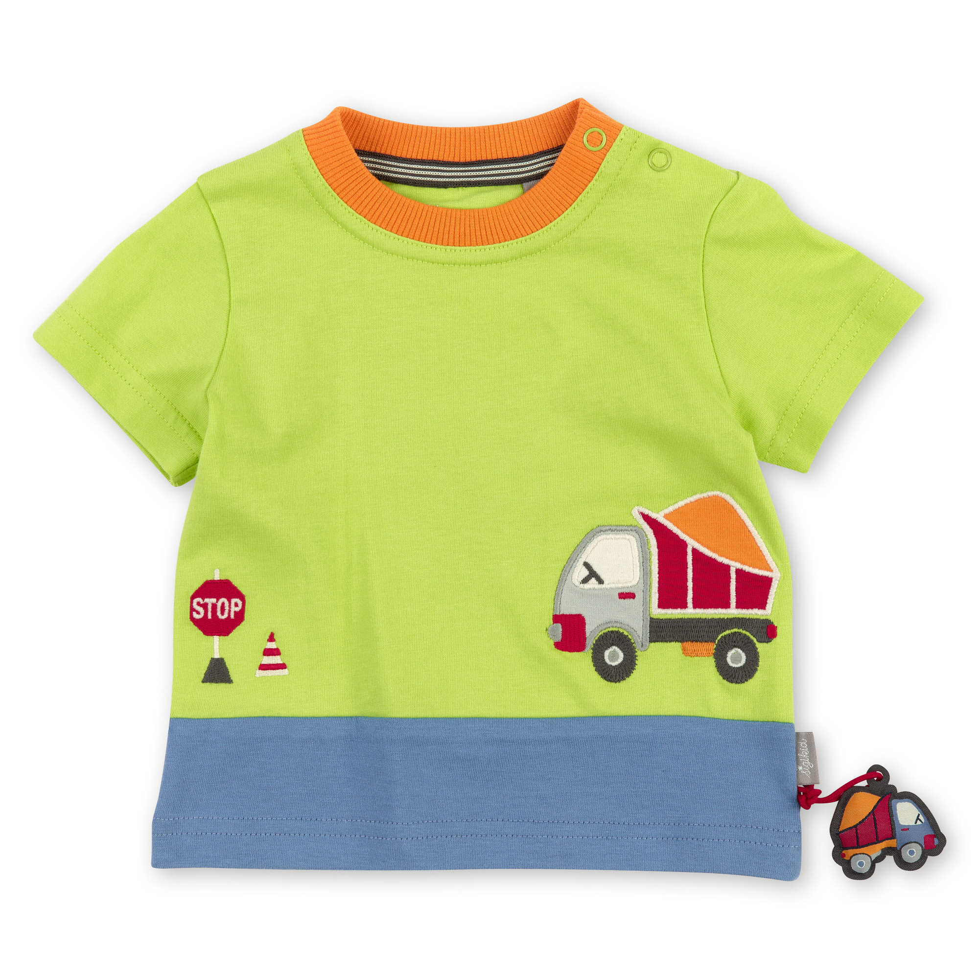 Hellgrünes Baby T-Shirt Truck Stop