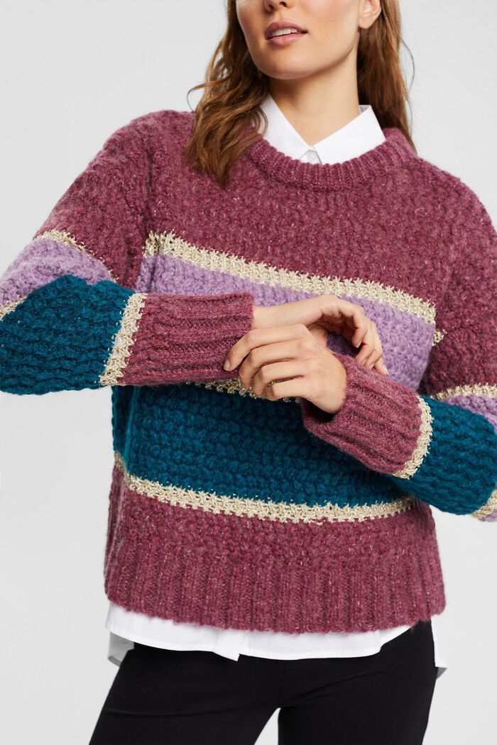 Grobstrickpullover aus Wollmix mit Glitzereffekt
