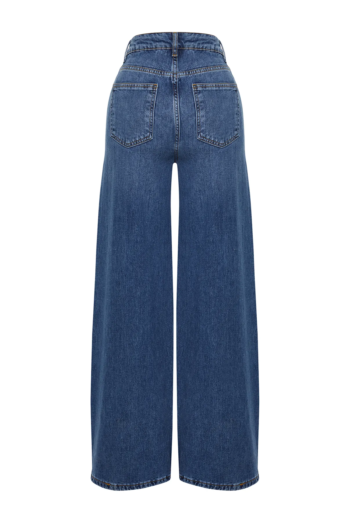 Trendyol Collection  Blaue, nachhaltigere Nahtdetaillierte Jeans mit weitem Bein und hoher Taille TWOSS24JE00116