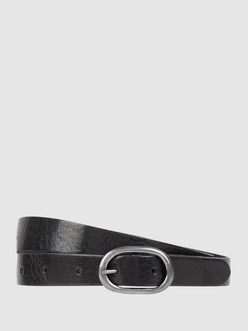 Ledergürtel mit Dornschließe in metallic in schwarz