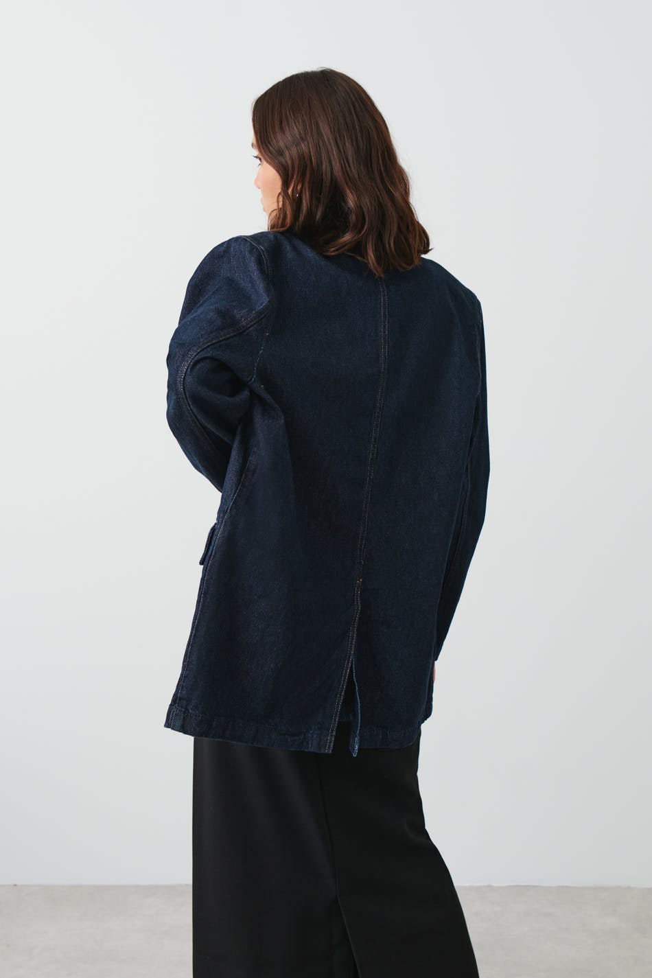 Oversized denim blazer