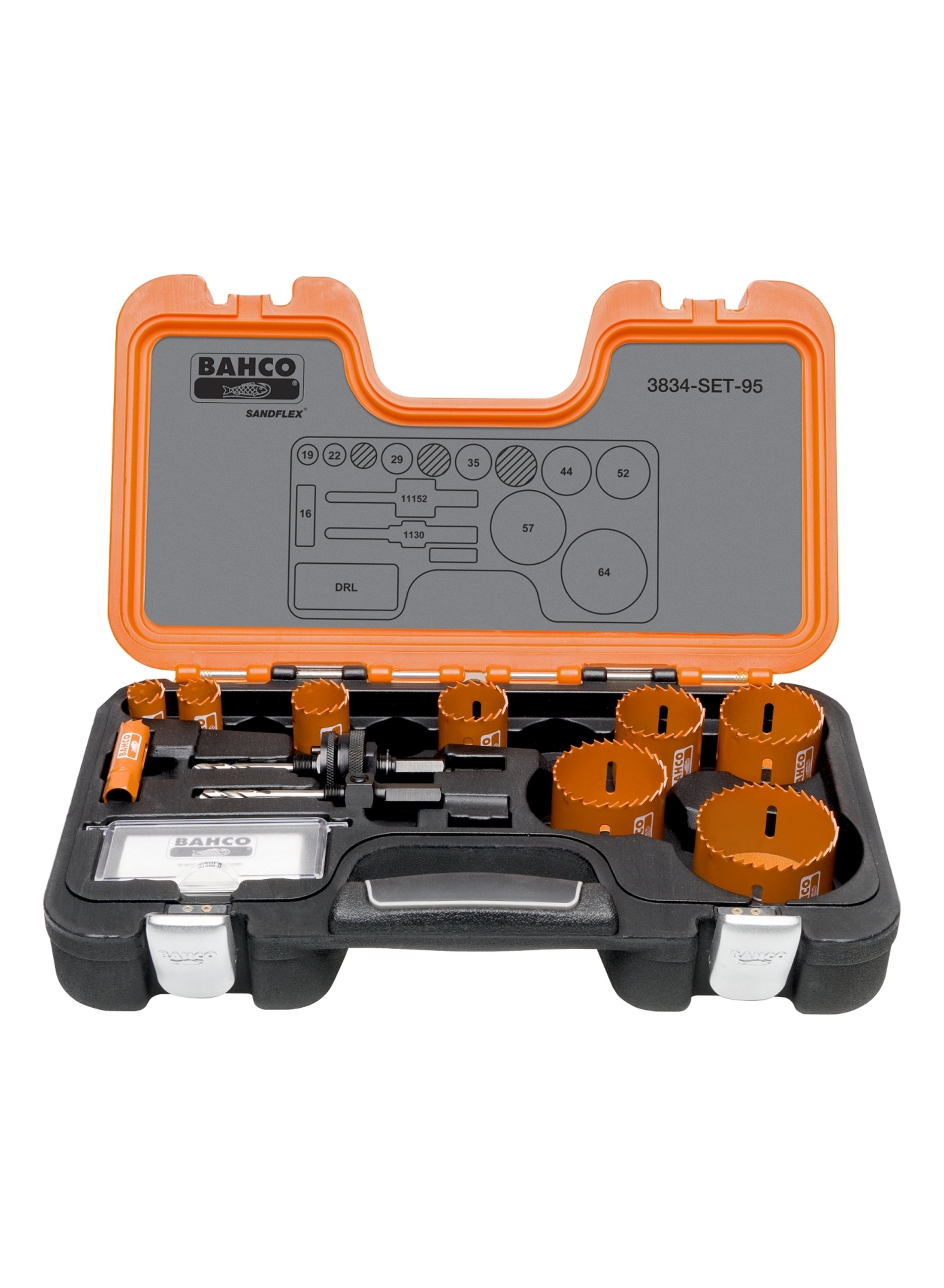 Conjunto de serras copo Bahco 3834-SET-103 de 16/19/24/29/38/44/57/67 mm