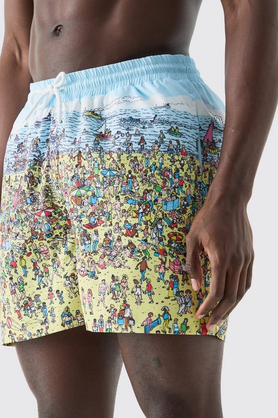 Kurze Badehose mit lizenziertem Worldwide-Print