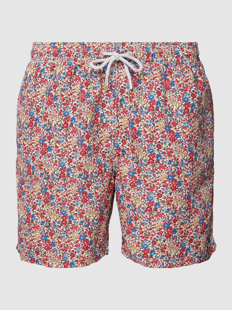 Badehose mit Allover-Muster Modell 'GUSTAVIA' in rot