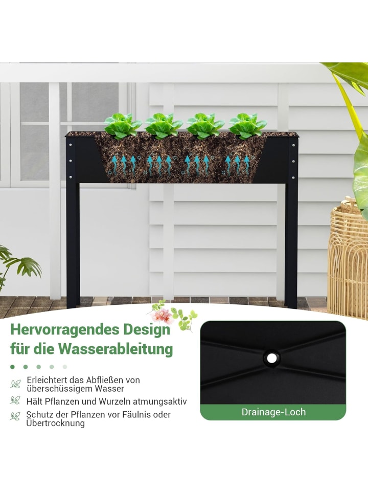 COSTWAY Hochbeet Metall 102x26,5x80cm in Schwarz günstig kaufen onesize