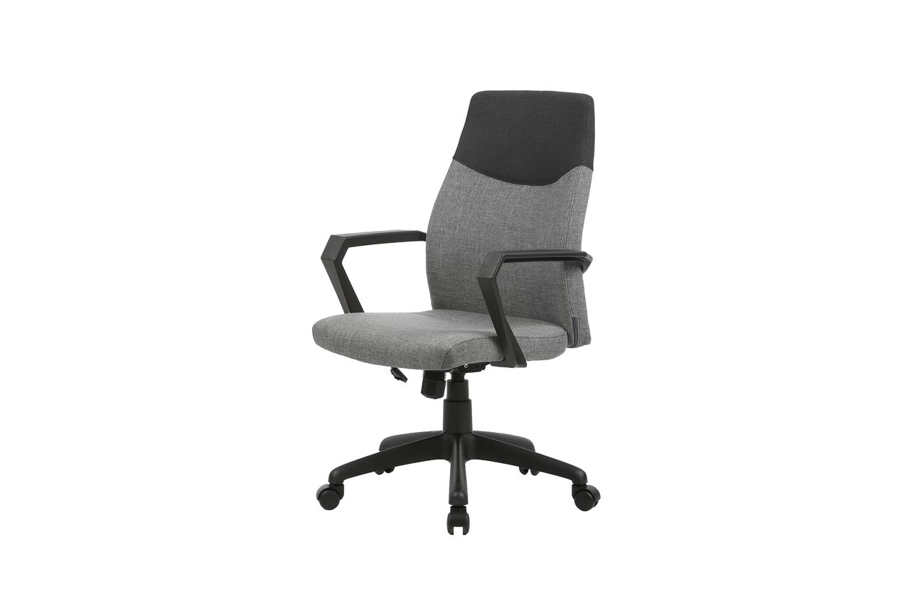 byLiving EDGY Chefsessel, Kunststoff schwarz, Webstoffbezug grau Absatz schwarz