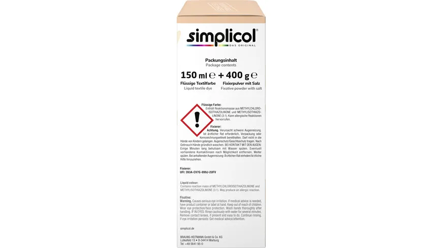 simplicol Textilfarbe Intensiv Peach Splash 150 ml
