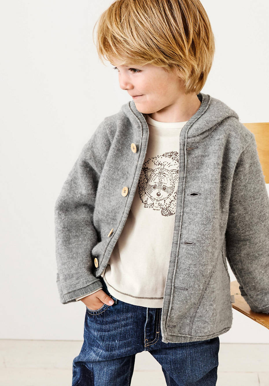 Walkjacke aus reiner Bio-Merinowolle