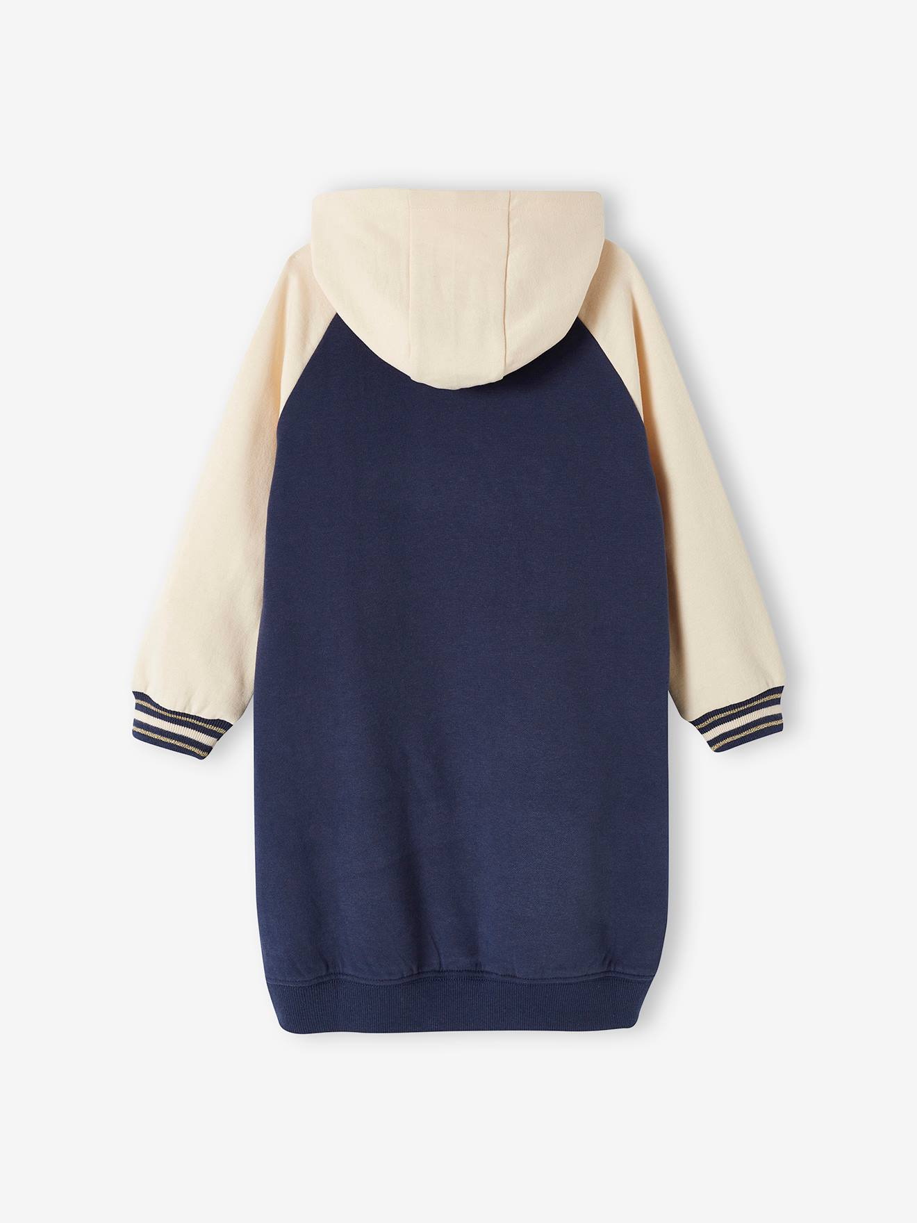 Robe à capuche en molleton style collège fille bleu nuit