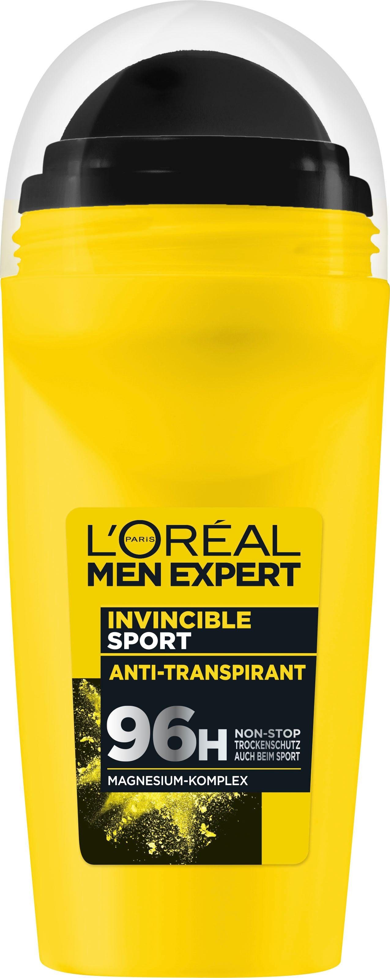 L'ORÉAL PARIS MEN EXPERT Deo-Roller Invincible Sport Anti-Transpirant, Zuverlässiger Deo Schutz beim Sport