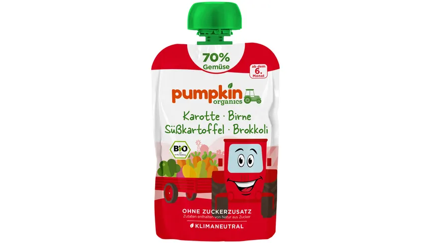 pumpkin organics Bio Quetschie Karotte, Birne, Süßkartoffel, Brokkoli 100 g
