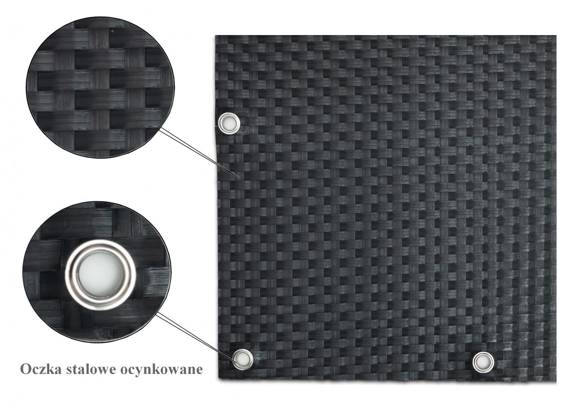 Progresja Polyrattan Balkonichtschutz mit Metallösen - Anthrazit 0,9m x 5m