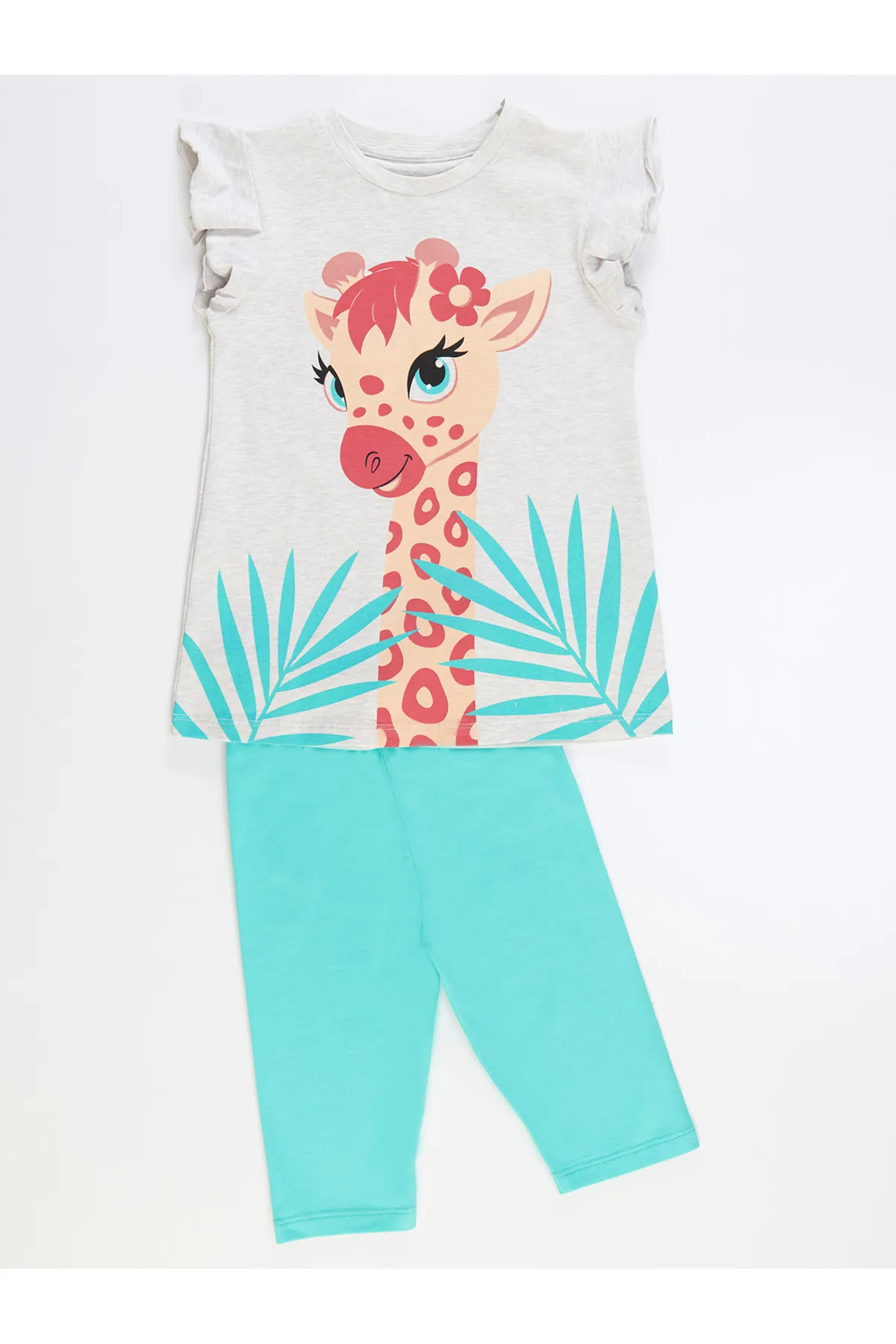 Denokids  Ausgefallenes Giraffen-T-Shirt-Strumpfhosen-Set für Mädchen
