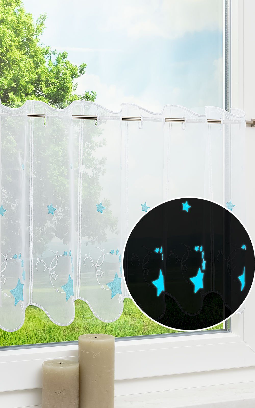 Scheibengardine Sternflug, LYSEL®, (1 St), transparent, HxB 45x46.5cm