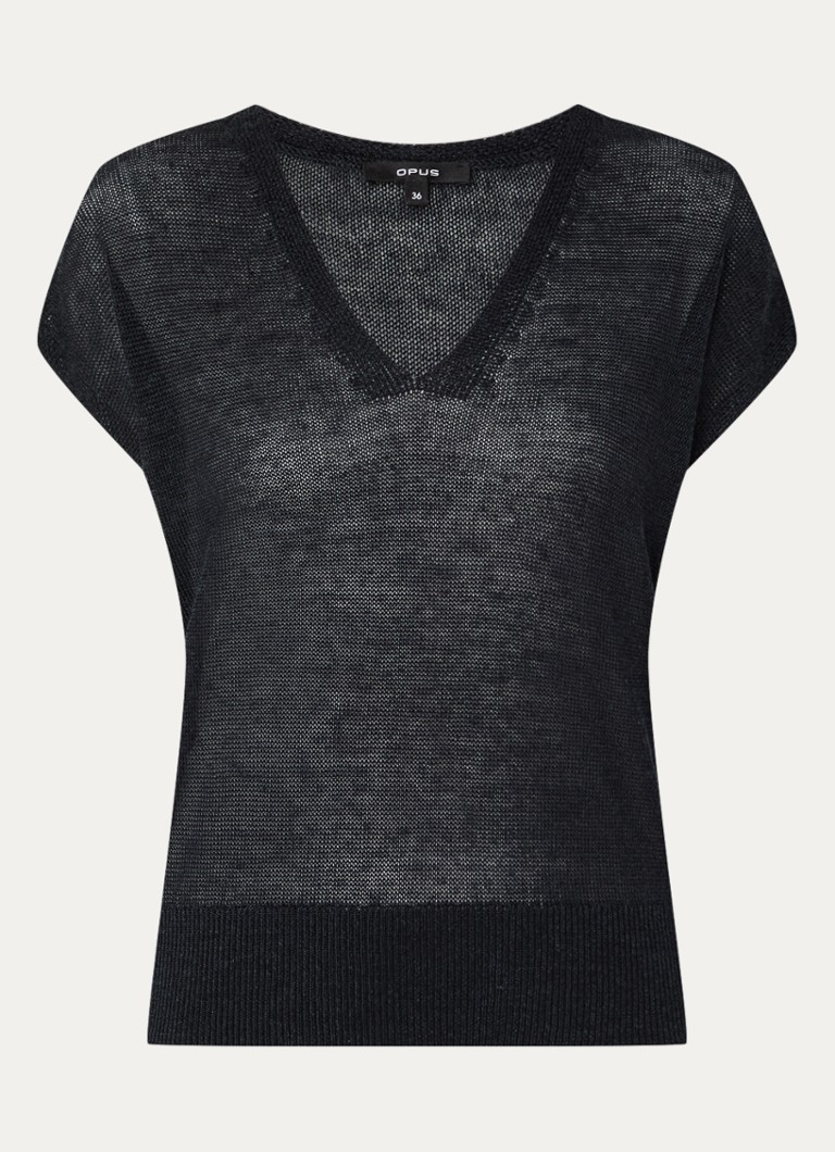 OPUS Pecki semi-transparent chunky knit top in linen blend