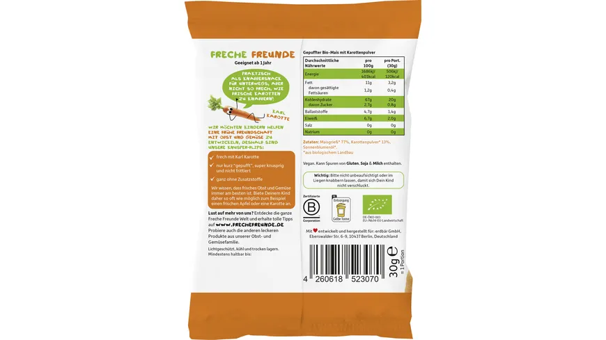 Freche Freunde Bio Knusper-Flips Karotte 30 g