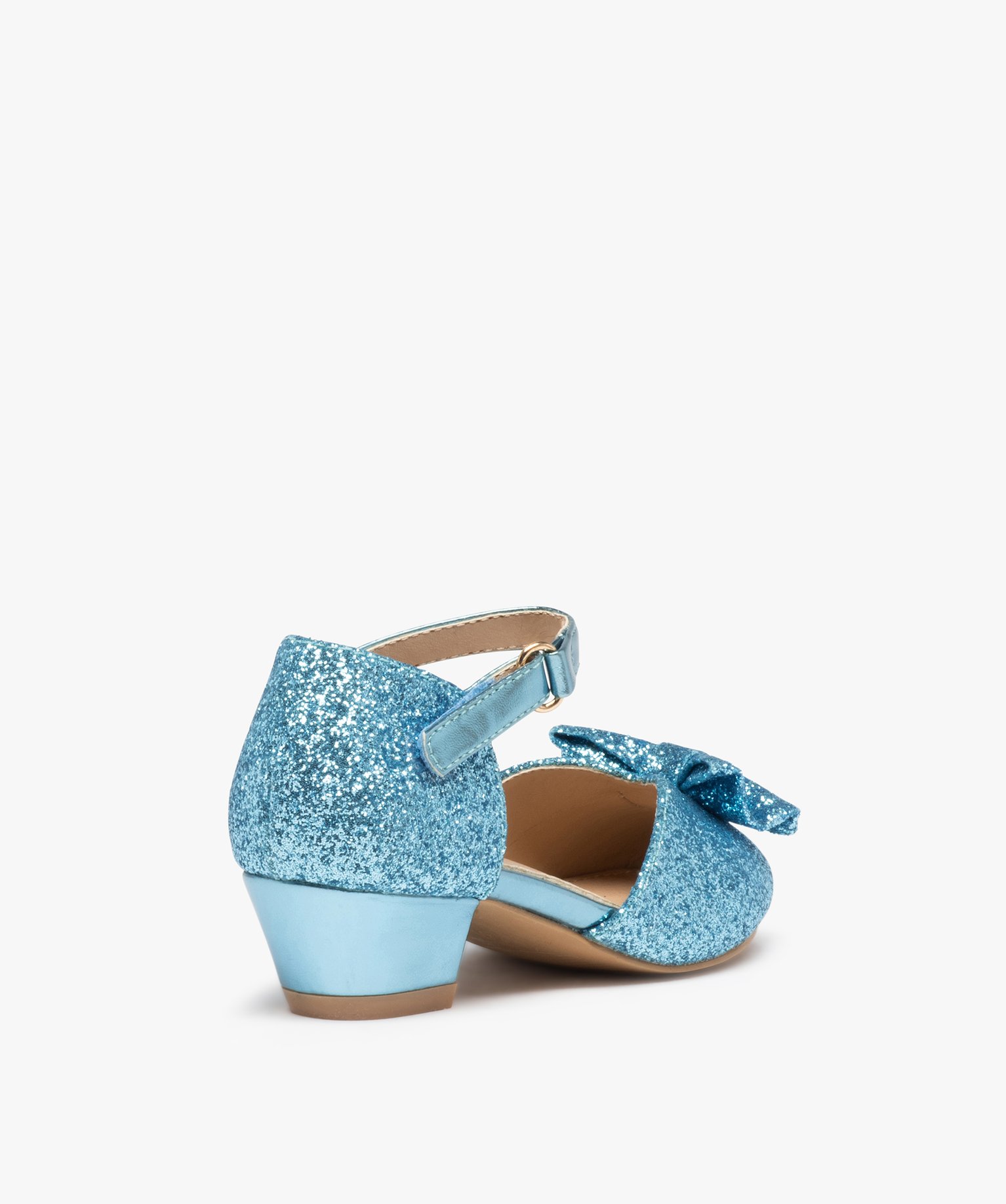 Ballerines fille pailletées à talon et bride de fermeture bleu | GEMO