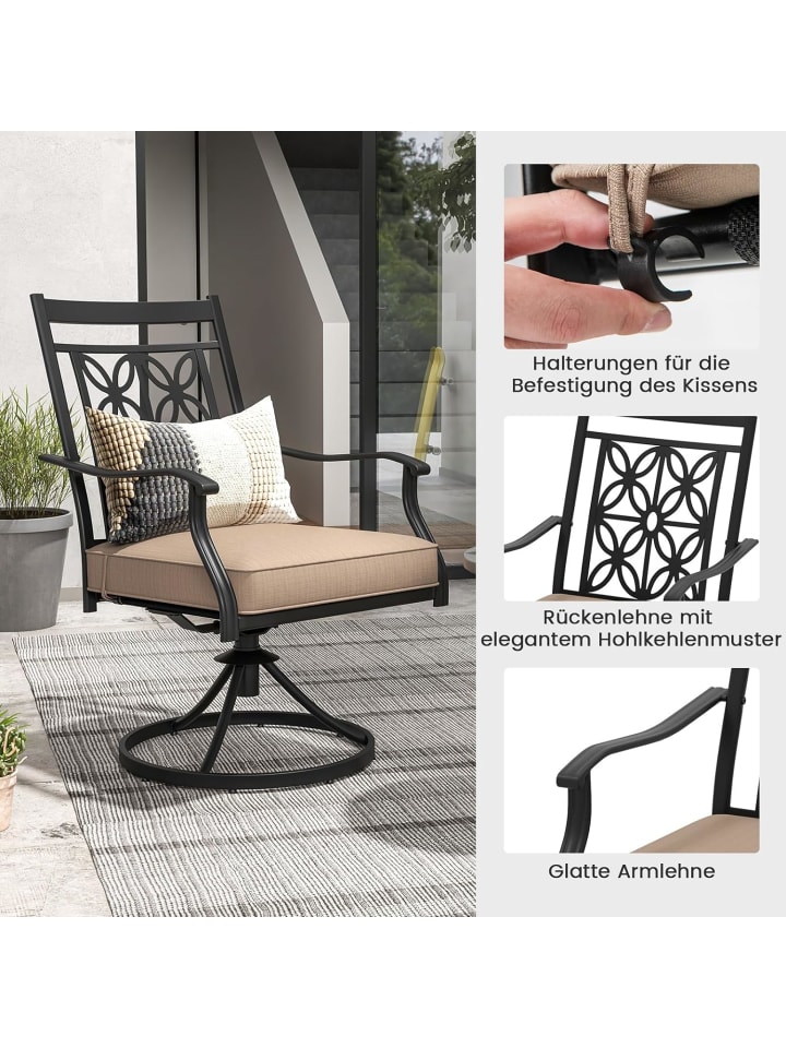 COSTWAY Gartenstühle 2er Set in Khaki günstig kaufen onesize