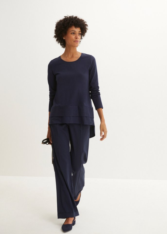 Longshirt mit Bluseneinsatz