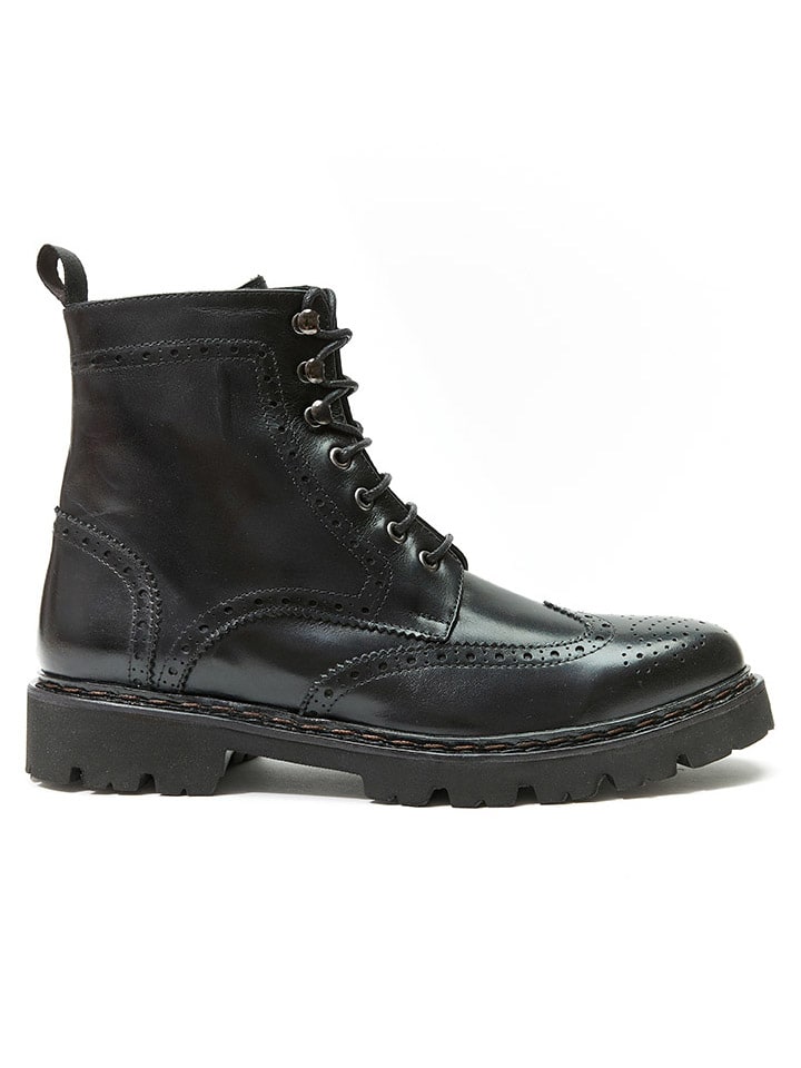 British Passport Leder-Boots in Schwarz günstig kaufen