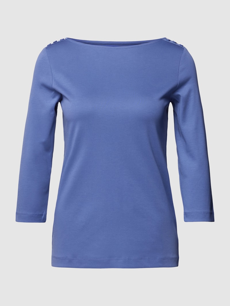T-Shirt mit U-Boot-Ausschnitt in rauchblau