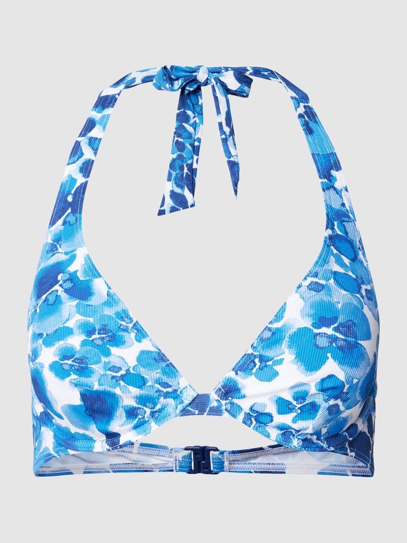 Bikini-Oberteil mit Allover-Muster Modell 'SABANG' in marineblau