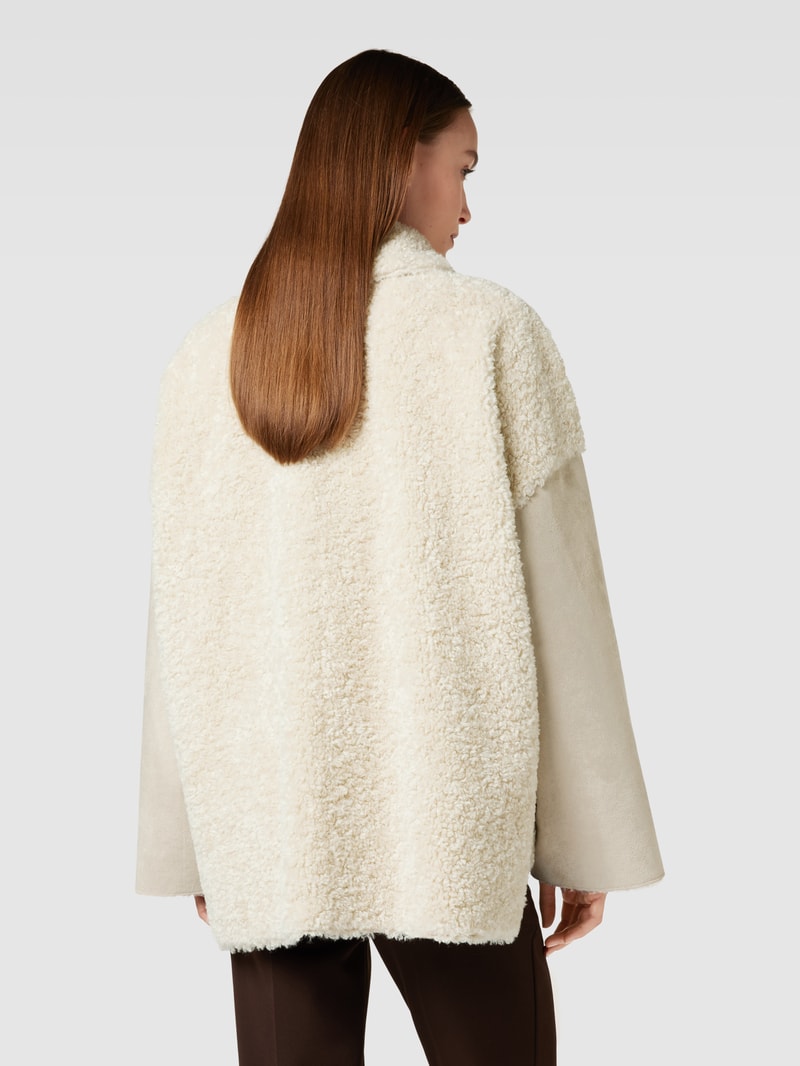 Jacke in Leder-Optik mit Teddyfell in beige