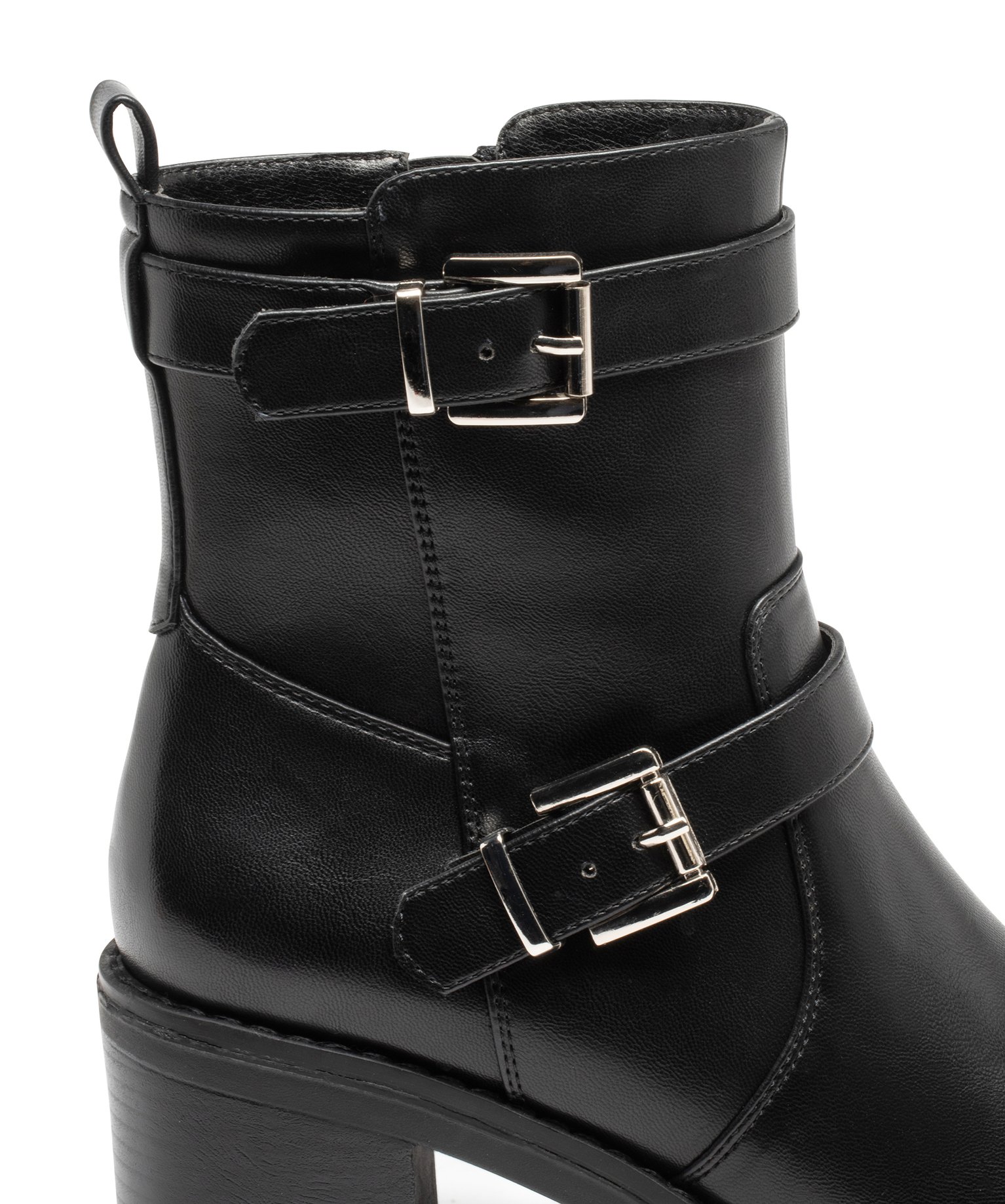 Boots à talon haut, semelle crantée et brides femme noir | GEMO