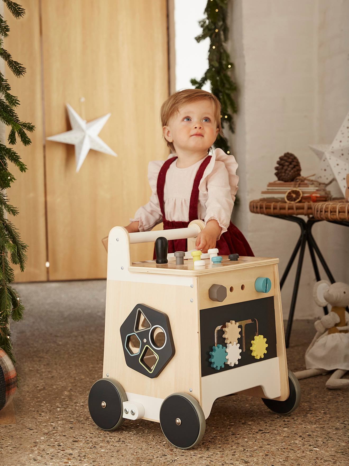 Chariot de marche bricolage en bois FSC® beige
