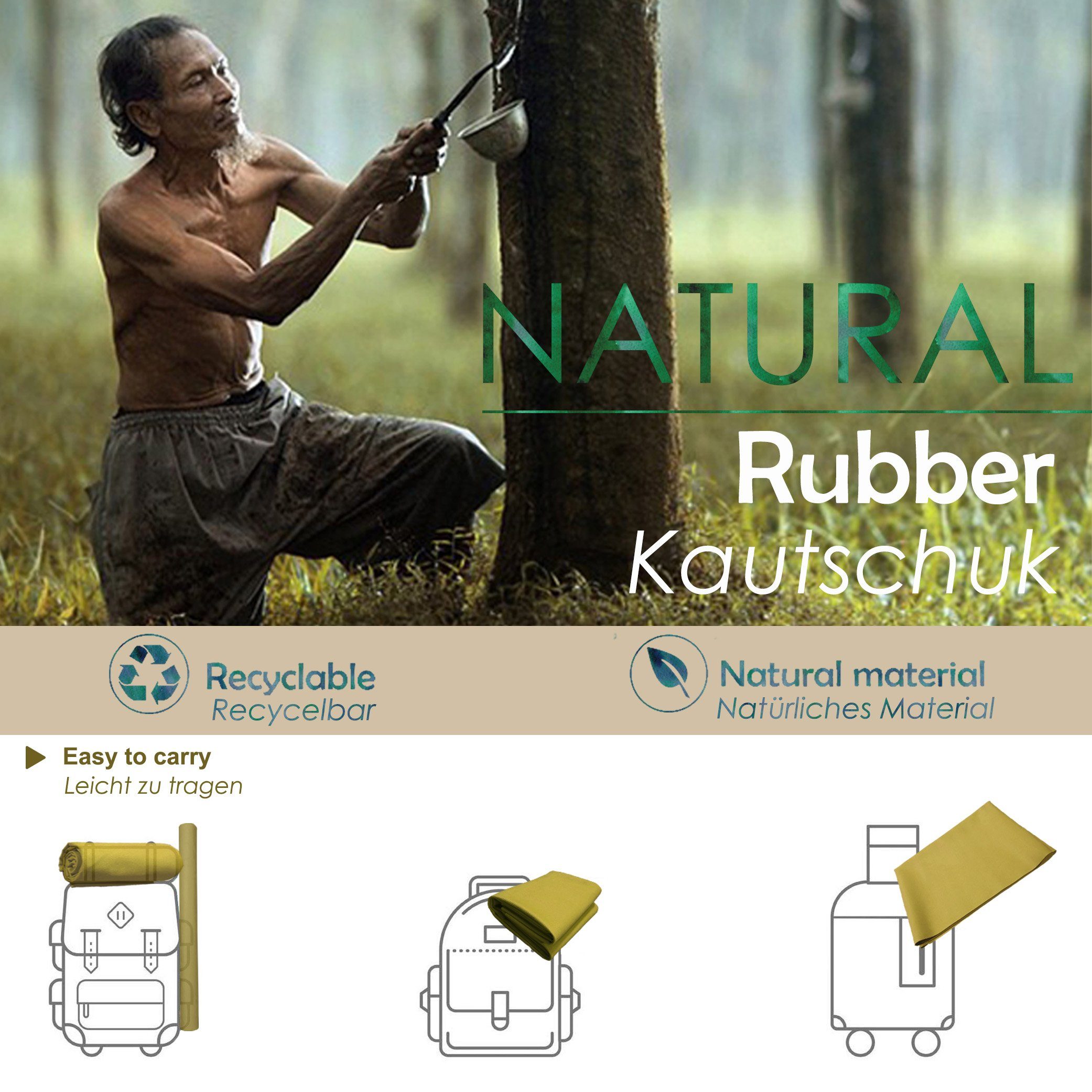 GOLDEN Yogamatte Gelb Reise Yogamatte