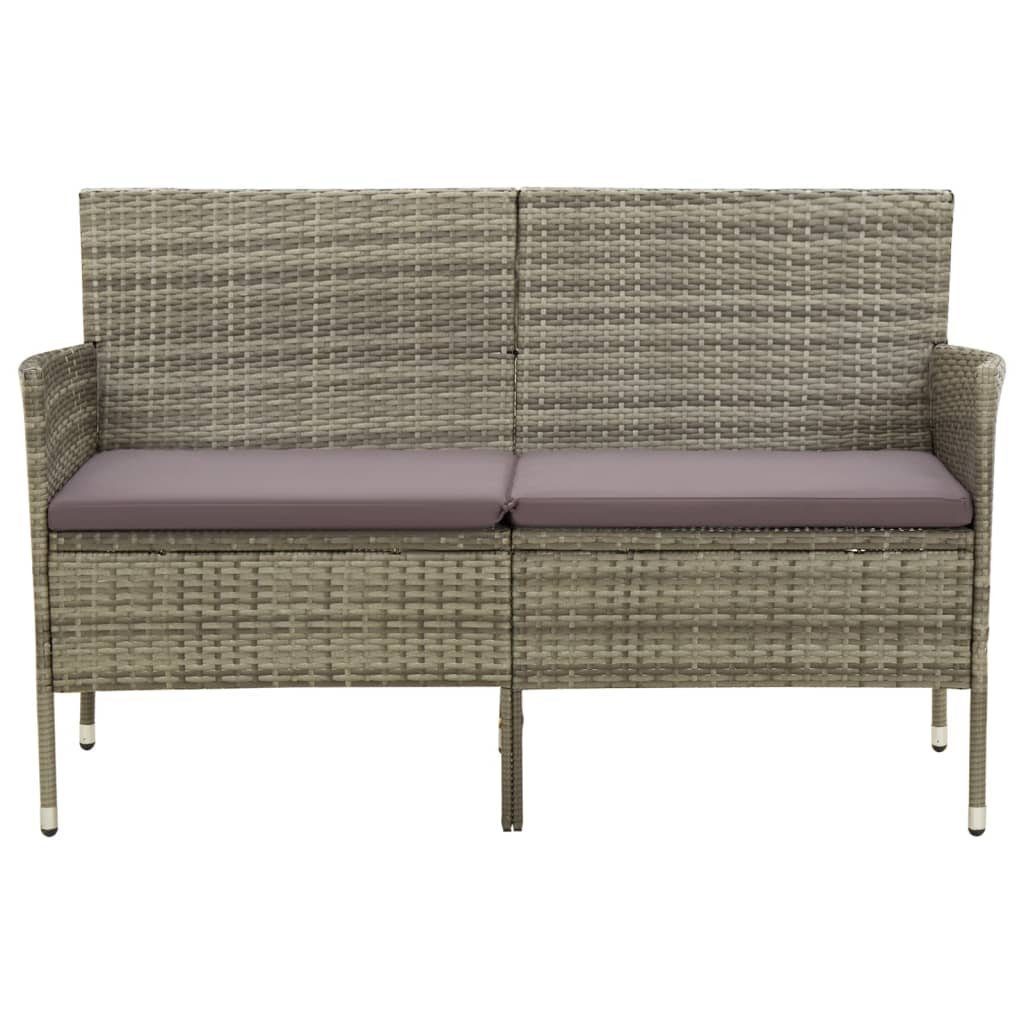 vidaXL Loungesofa Gartensofa 3-Sitzer mit Kissen Grau Poly Rattan, 1 Teile