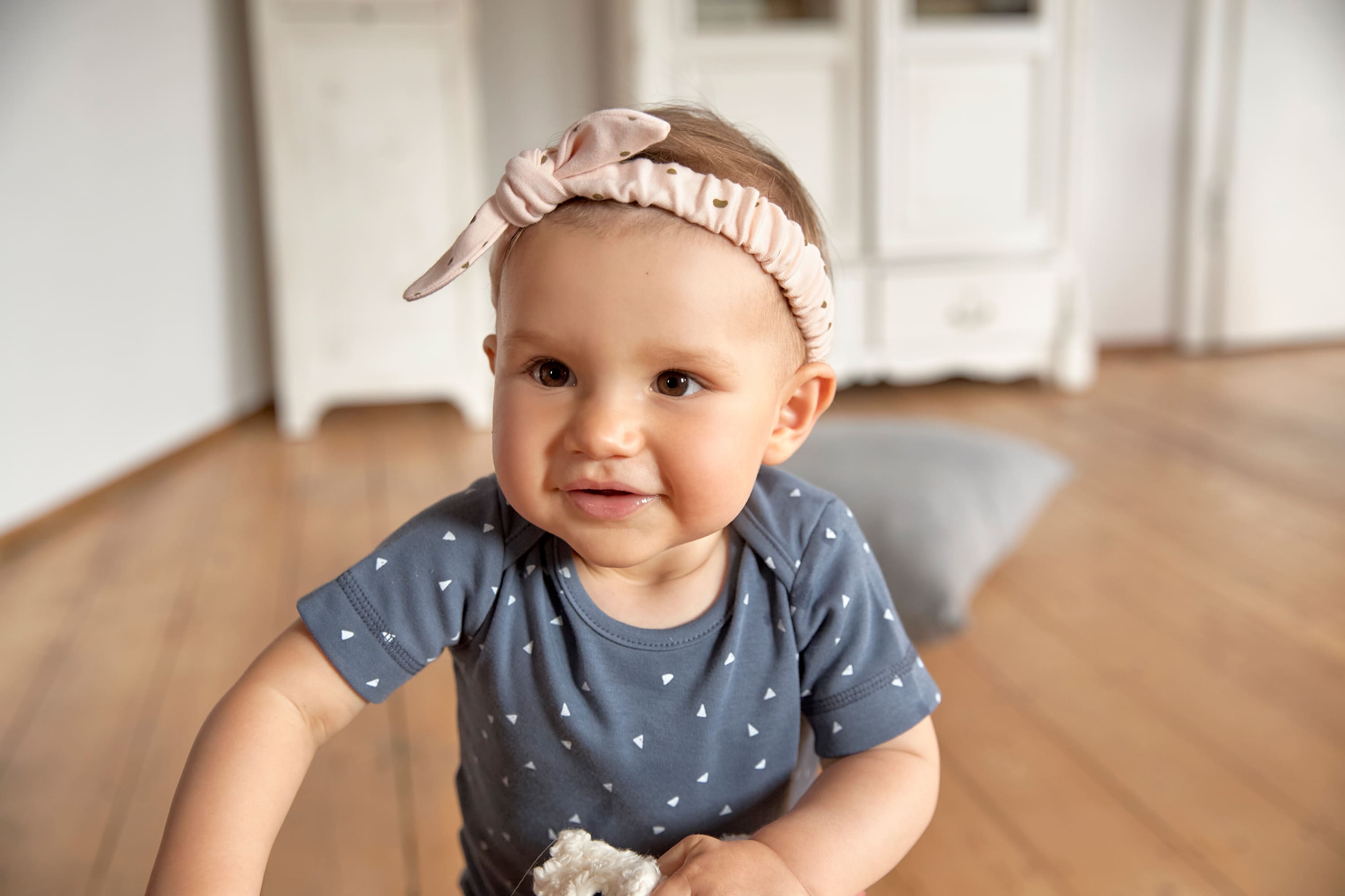 Baby Stirnband - Bio Baumwolle, Punkte, Rosa