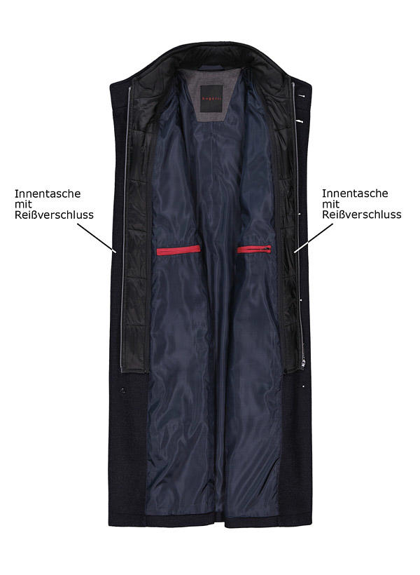 bugatti, Mantel, Wolle, marineblau meliert