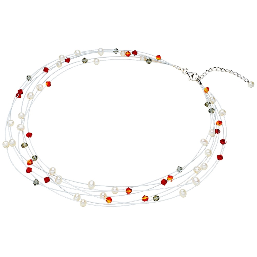 Valero Pearls Collier de perles Perle de culture d'eau douce Orné de cristaux Swarovski Perle d collier
