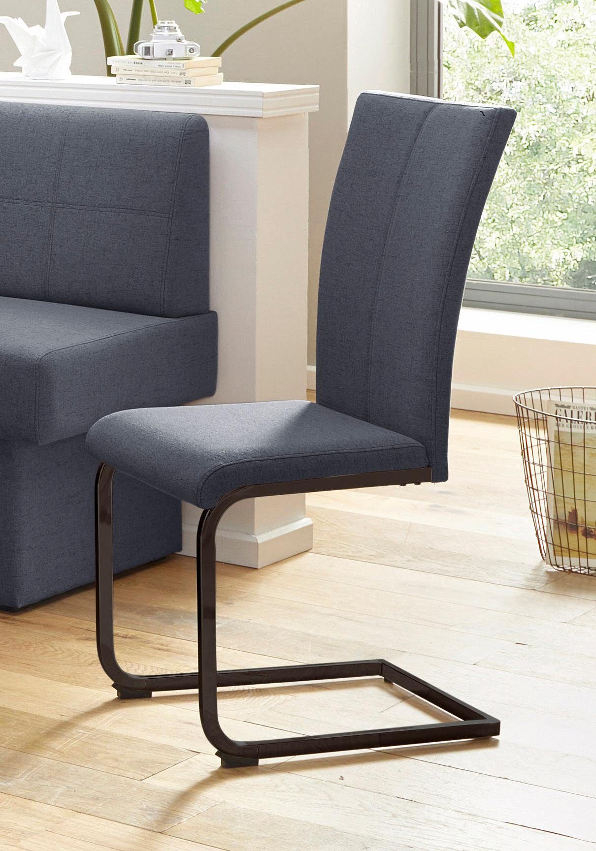 Home affaire Freischwinger Nils (Set, 2 St), Stuhl belastbar bis 120 Kg, Gestell Metall im Chrom-Look oder Schwarz
