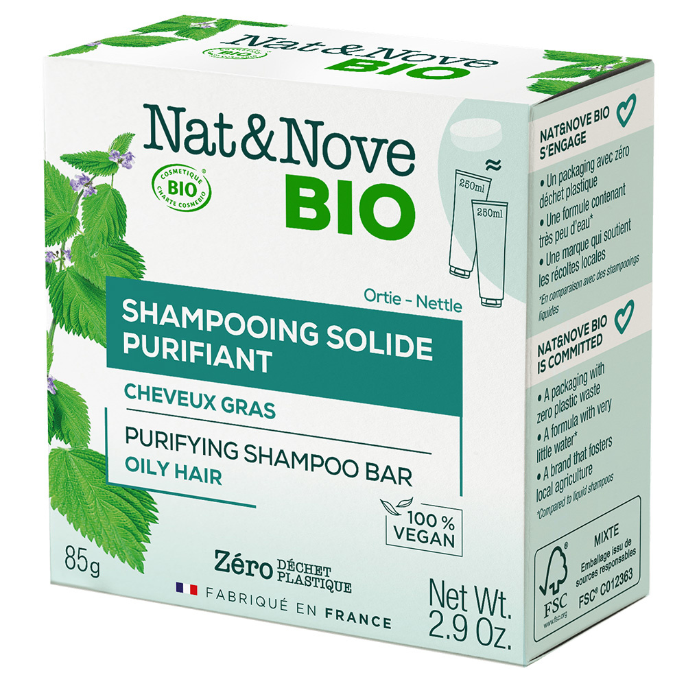 Nat & Nove Bio NAT&NOVE BIO Shampooing Solide Purifiant  Certifié Bio Cheveux gras 85g SHAMPOOING solide certifié BIO