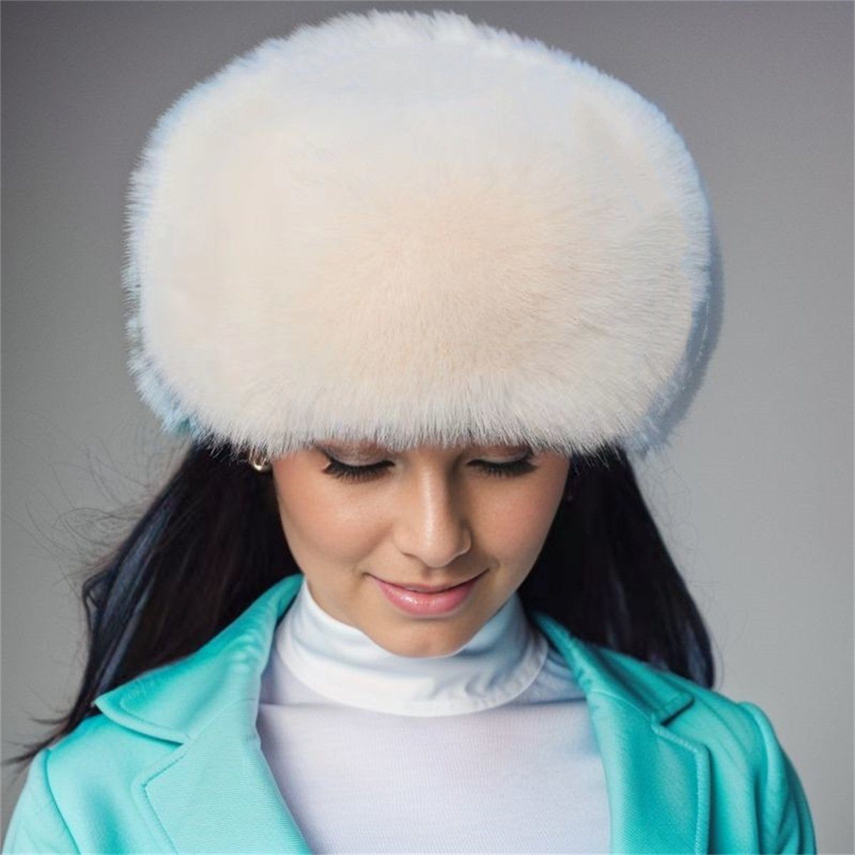 flowgoer Fischerhut Damen Pelz Cossack Russischer Hut mit dickem Warmfutter Praktischer Pelz-Kosakenhut mit warmem Futter für Damen auf Reisen