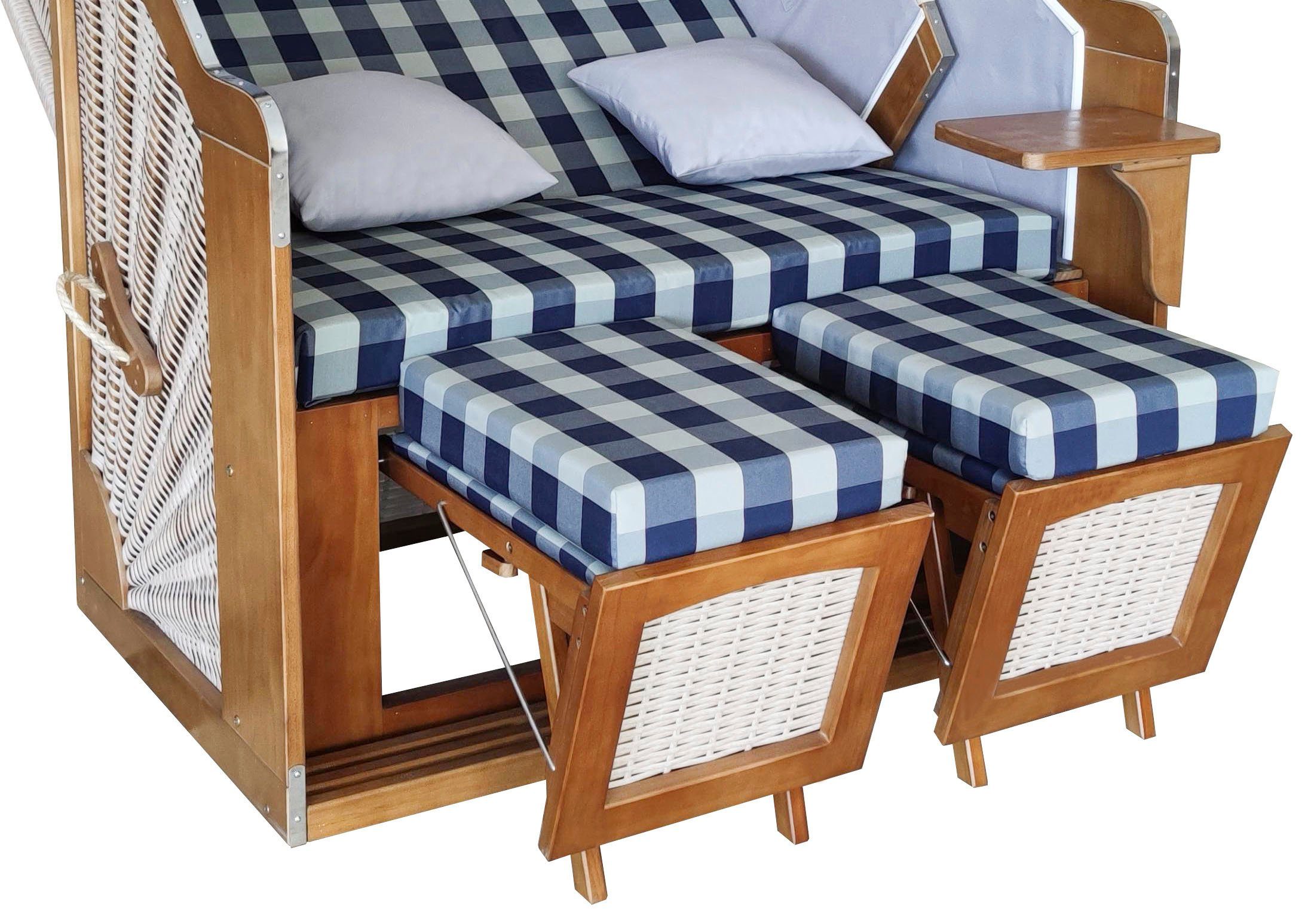 KONIFERA Strandkorb Usedom, BxTxH: 120x72x163 cm, Halblieger, mit Bullauge