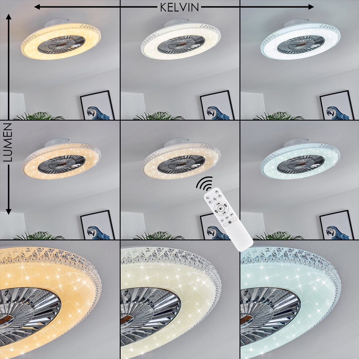 hofstein Deckenventilator Vaprio LED Deckenventilator in Weiß/Chorm