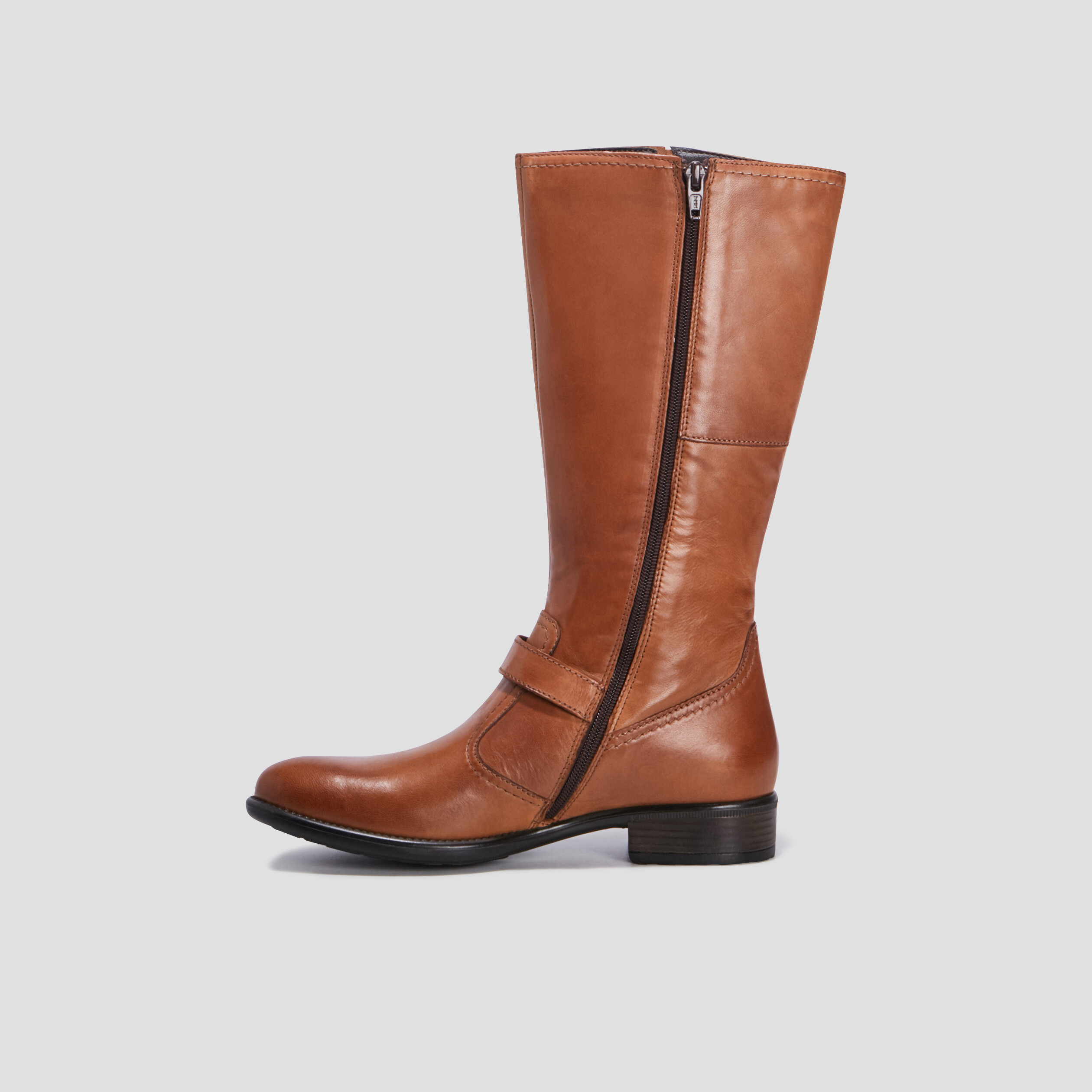 Bottes cavalières zippées en cuir camel fille | La Halle