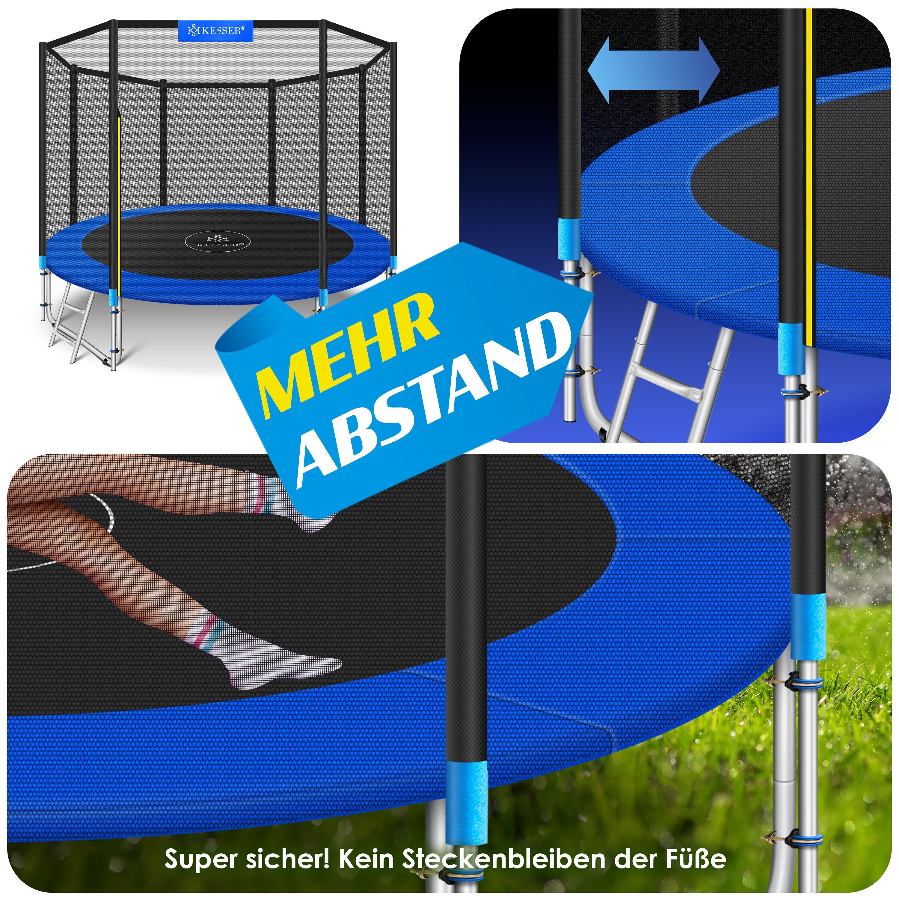 KESSER Gartentrampolin, Trampolin TÜV SÜD GS Zertifiziert Komplettset Sicherheitsnetz